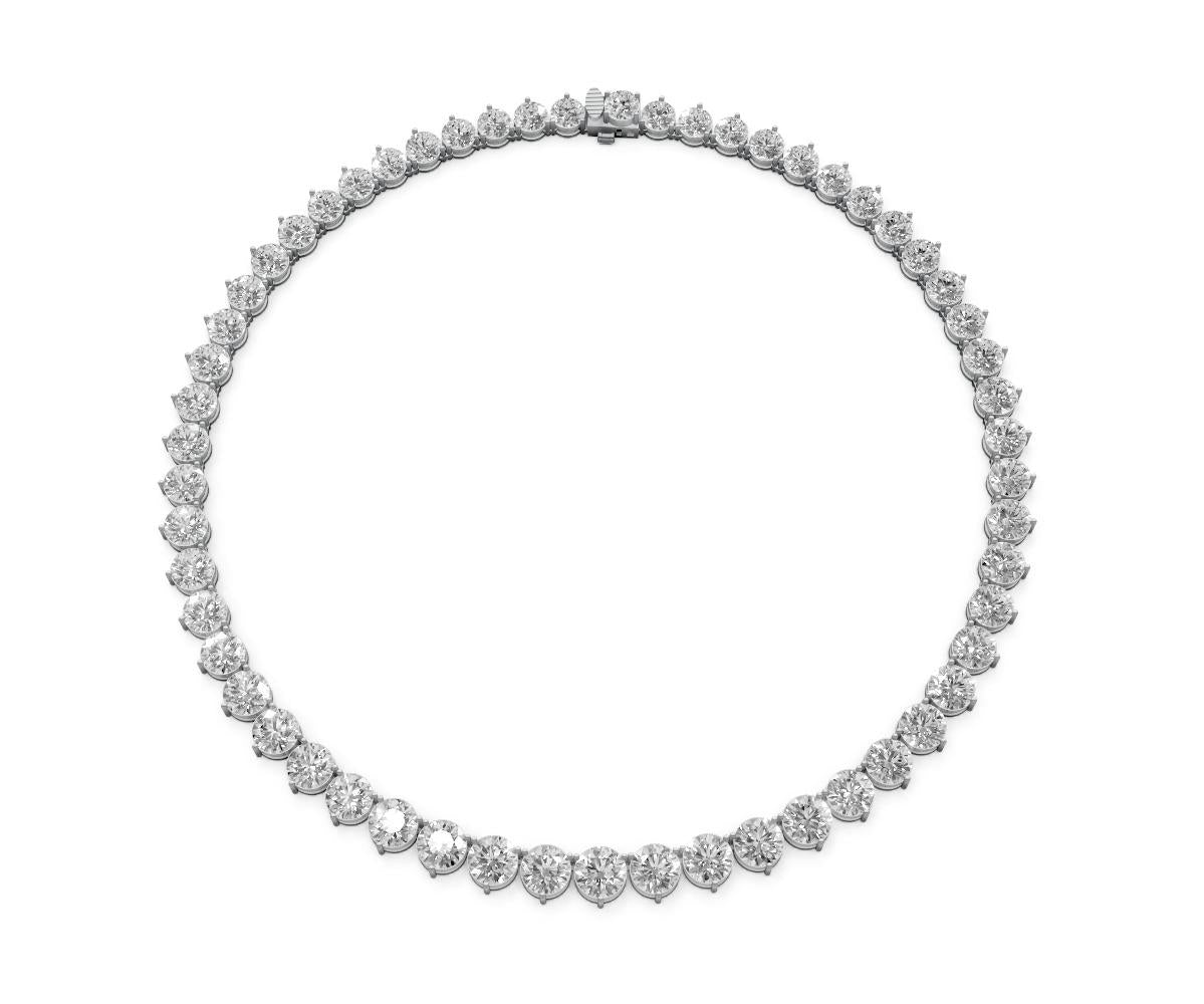 70.6ct Round Diamond Tennis Necklace with 2ct Centre - Laboratory Grown Diamond