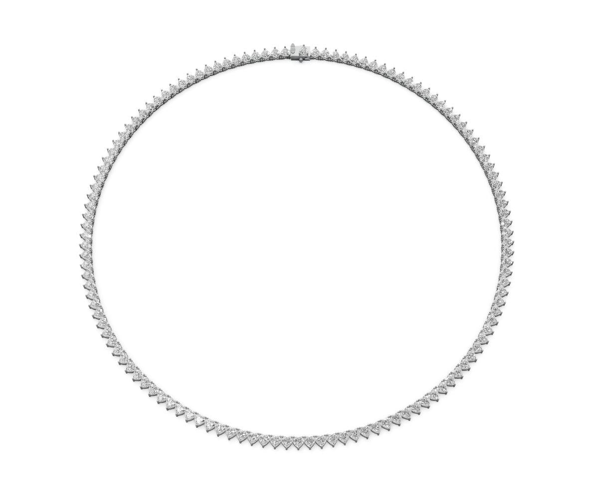 12.3ct Heart Diamond Tennis Necklace - Laboratory Grown Diamond