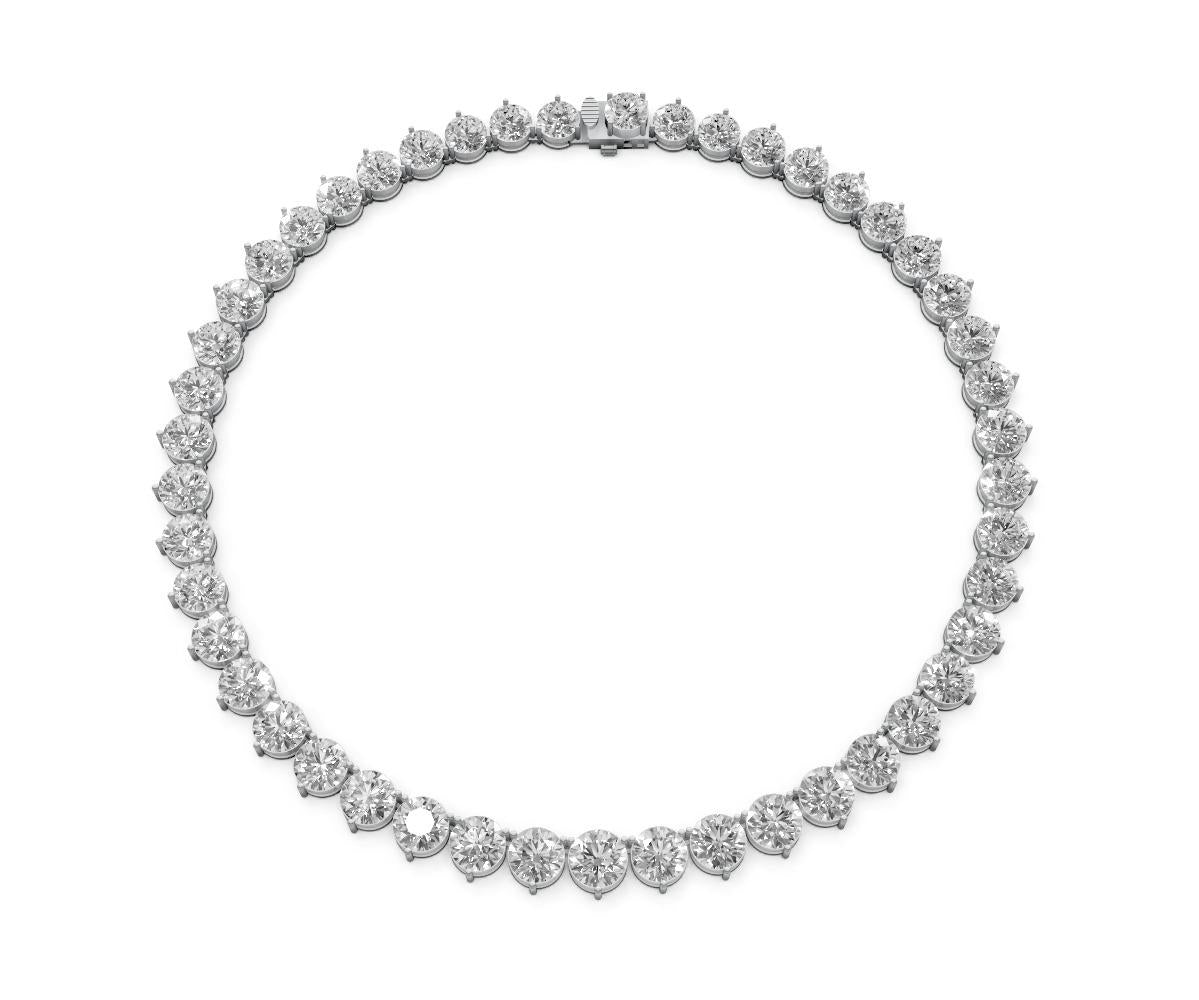 110.2ct Round Diamond Tennis Necklace with 3ct Centre - Laboratory Grown Diamond