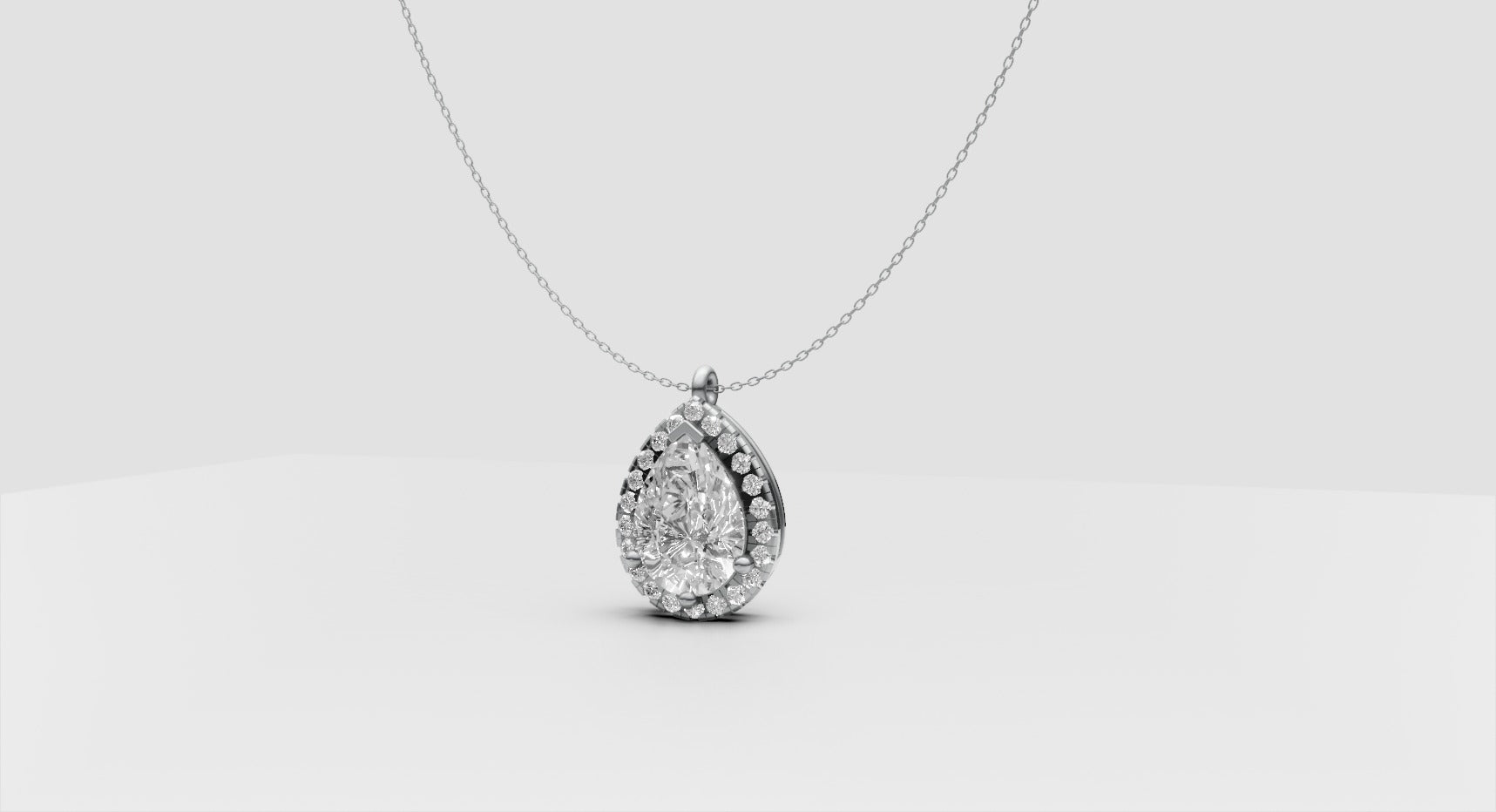 3.145ct Pear & Round Two-Stone Diamond Pendant - Laboratory Grown Diamond