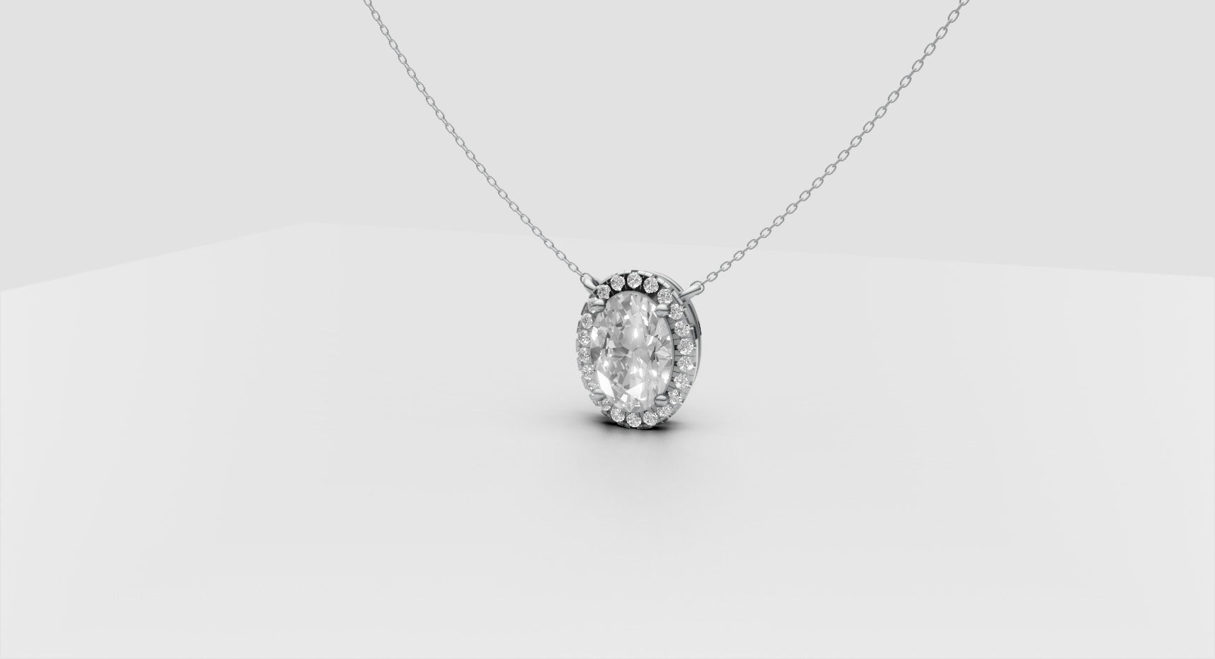 3.224ct Oval & Round Two-Stone Diamond Pendant - Laboratory Grown Diamond