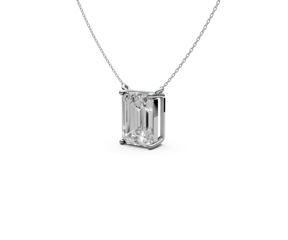 3ct Emerald Solitaire Diamond Pendant - Laboratory Grown Diamond