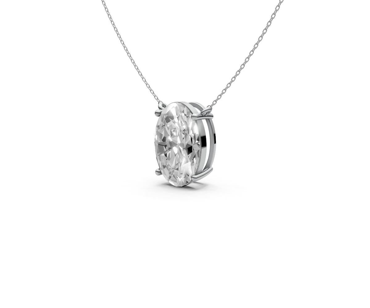 3ct Oval Solitaire Diamond Pendant - Laboratory Grown Diamond