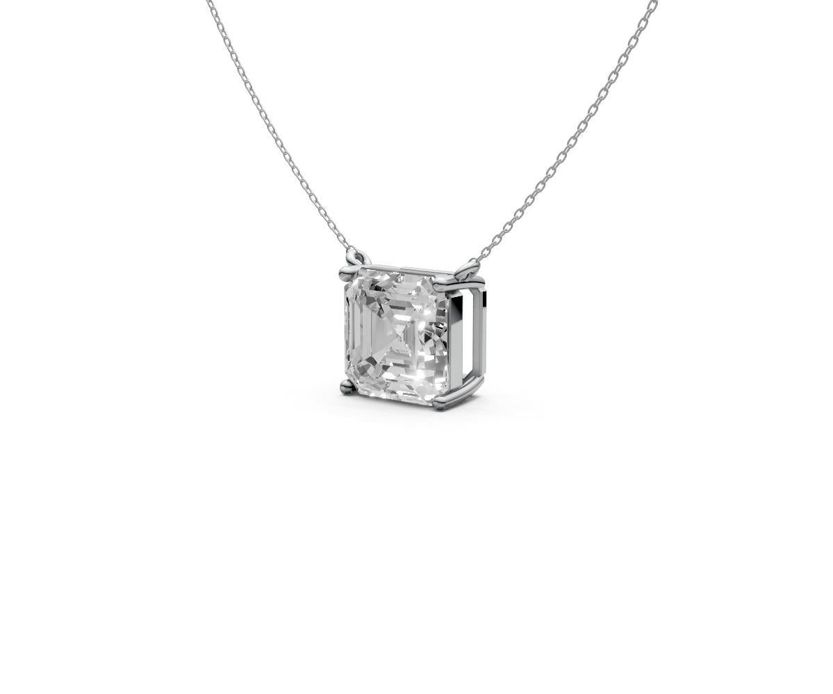 3ct Asscher Solitaire Diamond Pendant - Laboratory Grown Diamond