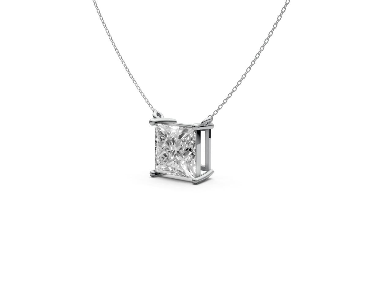 2ct Princess Solitaire Diamond Pendant - Laboratory Grown Diamond