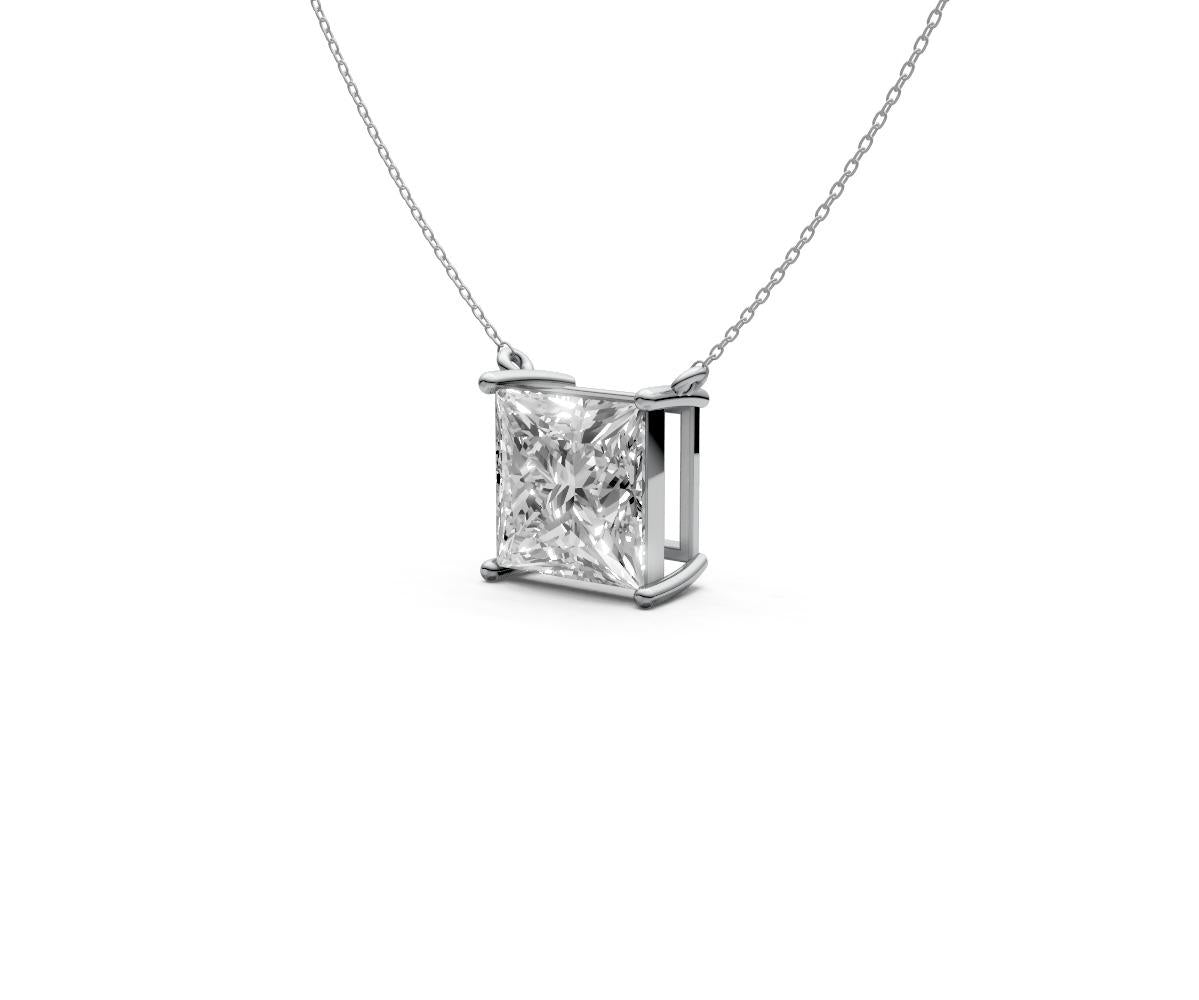 3ct Princess Solitaire Diamond Pendant - Laboratory Grown Diamond