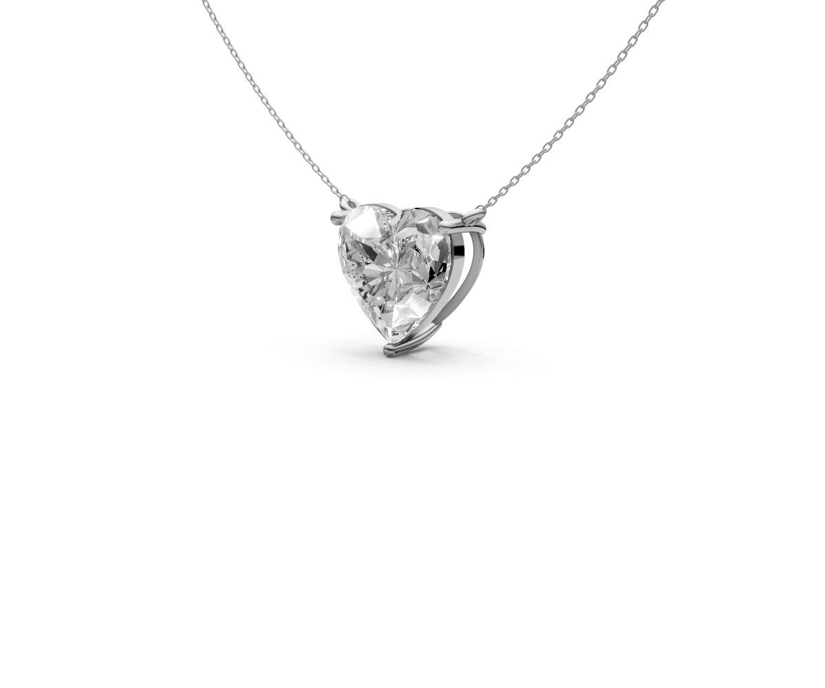 3ct Heart Solitaire Diamond Pendant - Laboratory Grown Diamond