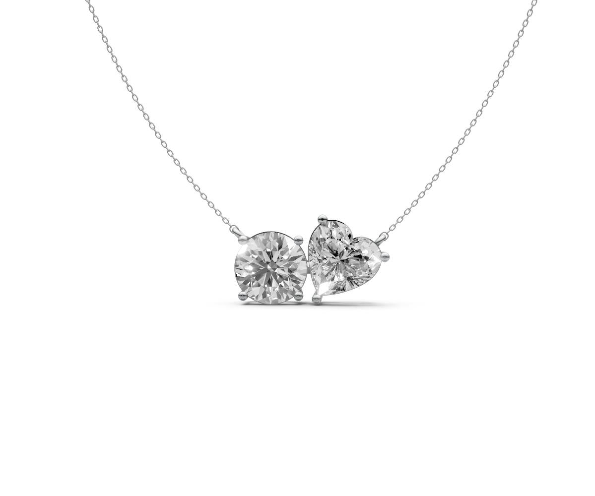 3ct Round & Heart Two-Stone Diamond Pendant - Laboratory Grown Diamond