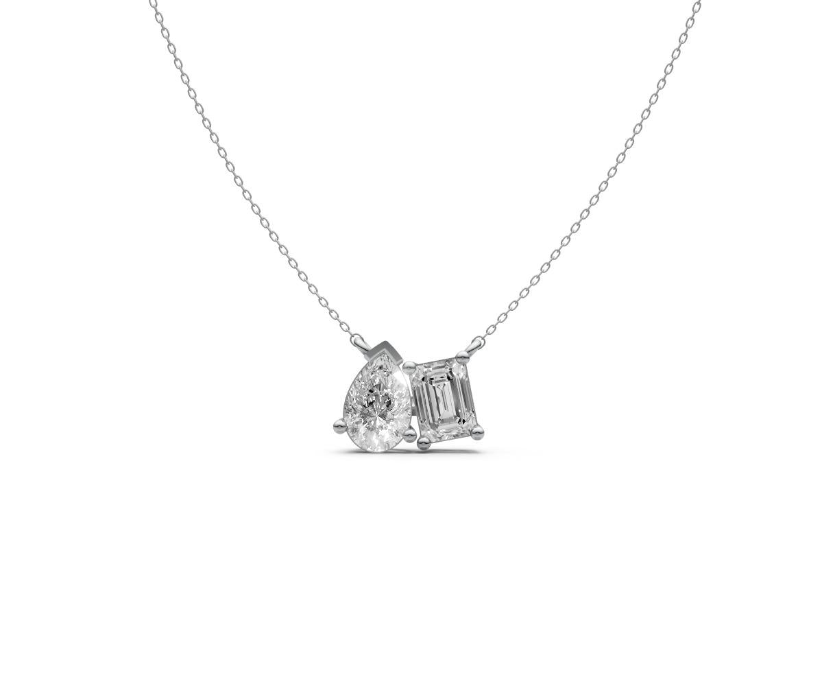 1ct Emerald & Pear Two-Stone Diamond Pendant - Laboratory Grown Diamond