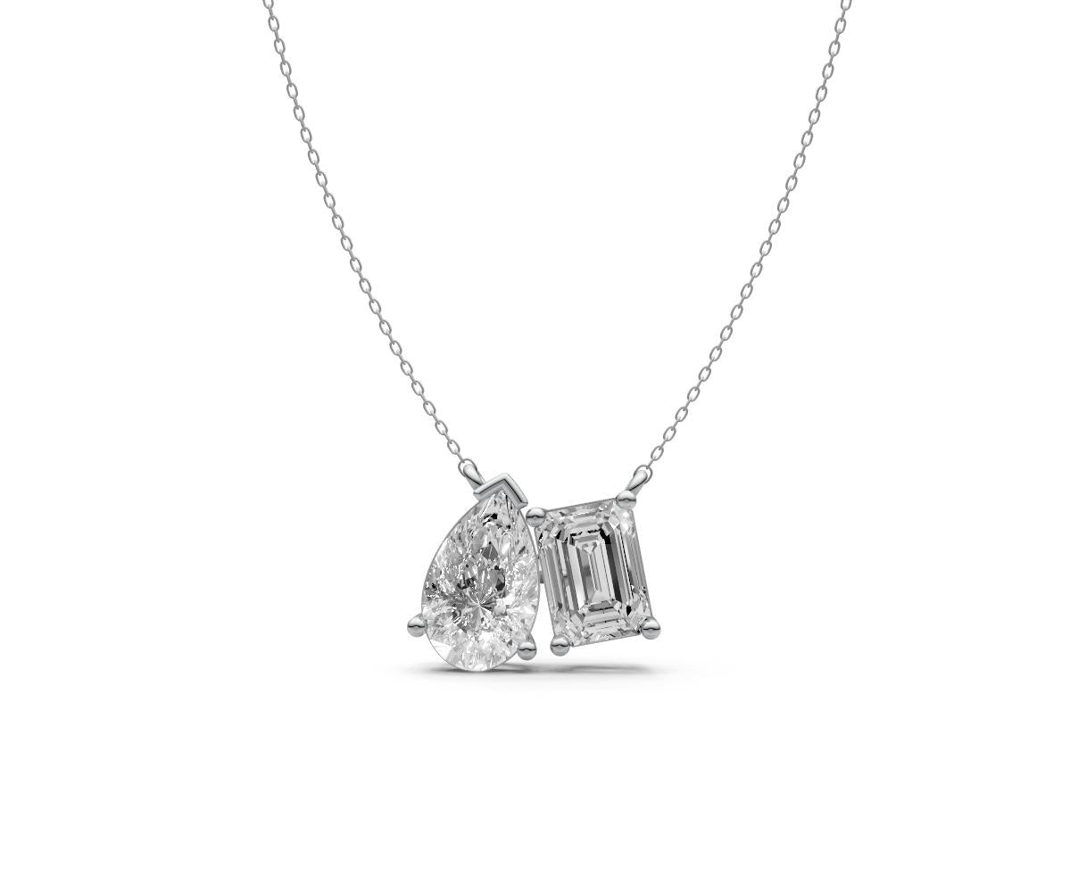 2ct Emerald & Pear Two-Stone Diamond Pendant - Laboratory Grown Diamond