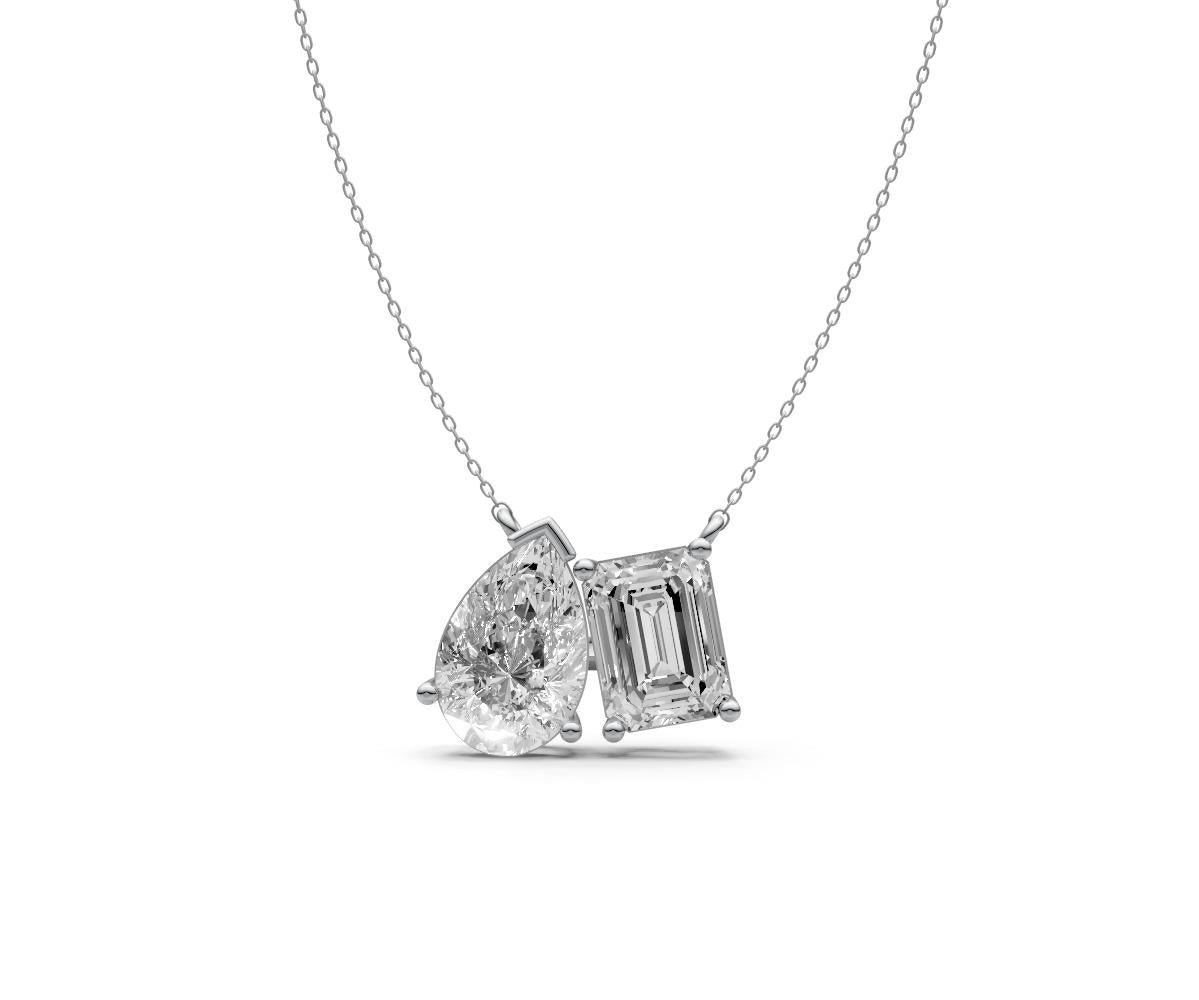 3ct Emerald & Pear Two-Stone Diamond Pendant - Laboratory Grown Diamond