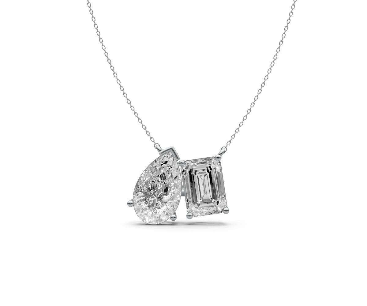 4ct Emerald & Pear Two-Stone Diamond Pendant - Laboratory Grown Diamond