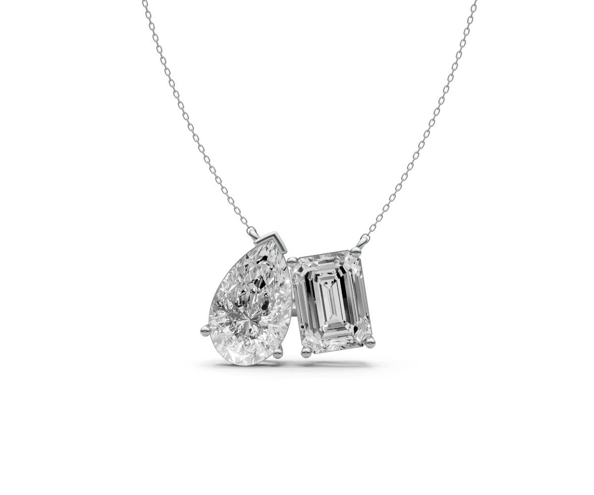 5ct Emerald & Pear Two-Stone Diamond Pendant - Laboratory Grown Diamond