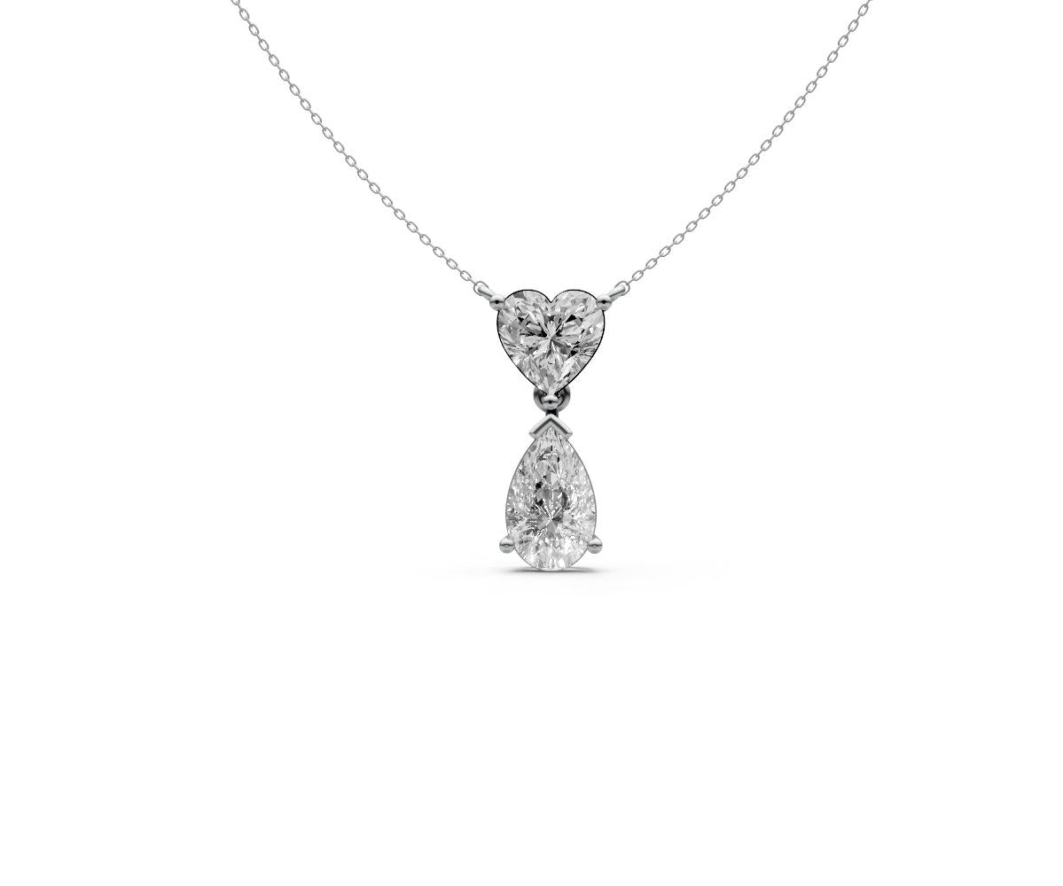 2ct Heart & Pear Two-Stone Diamond Pendant - Laboratory Grown Diamond
