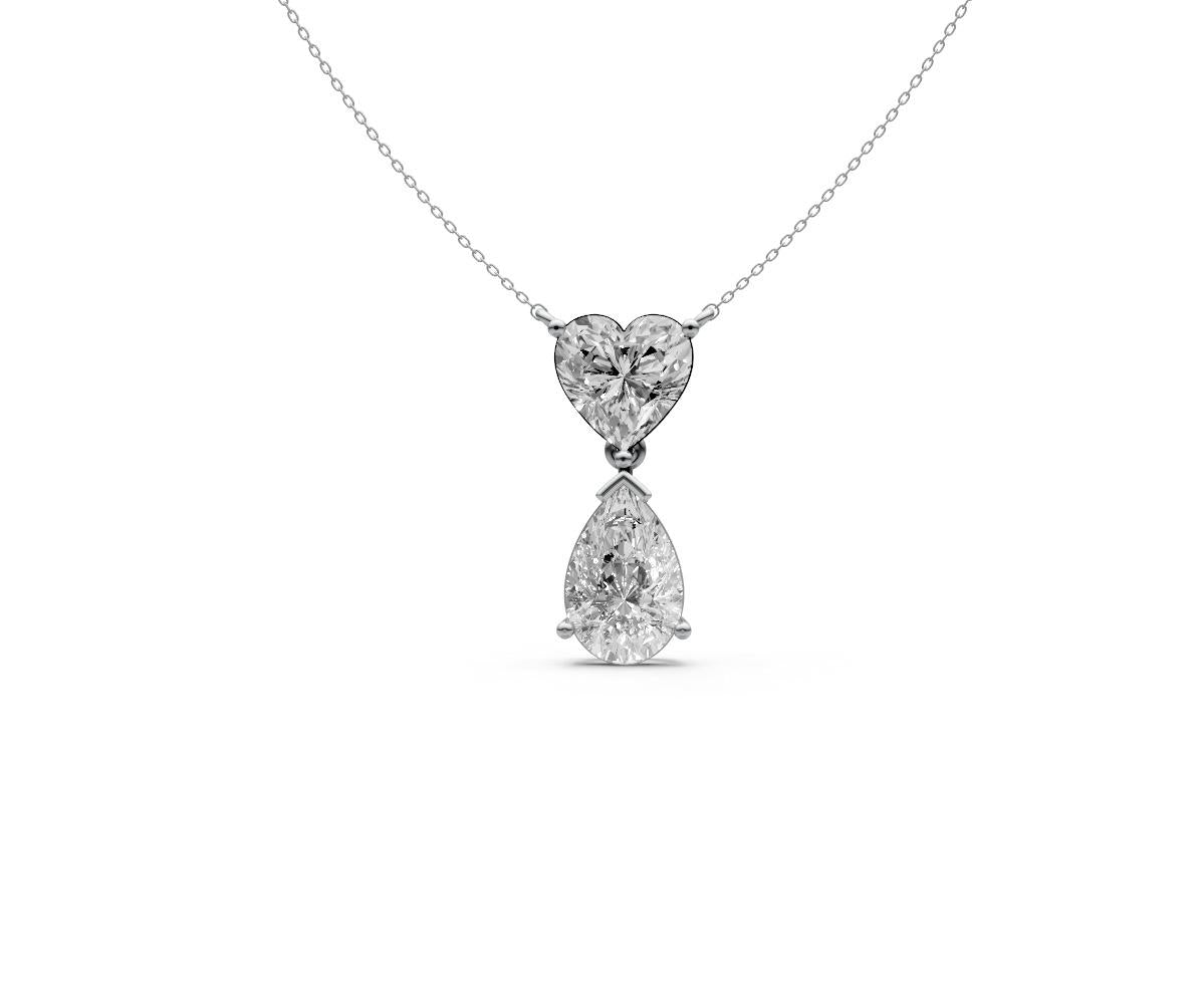 3ct Heart & Pear Two-Stone Diamond Pendant - Laboratory Grown Diamond