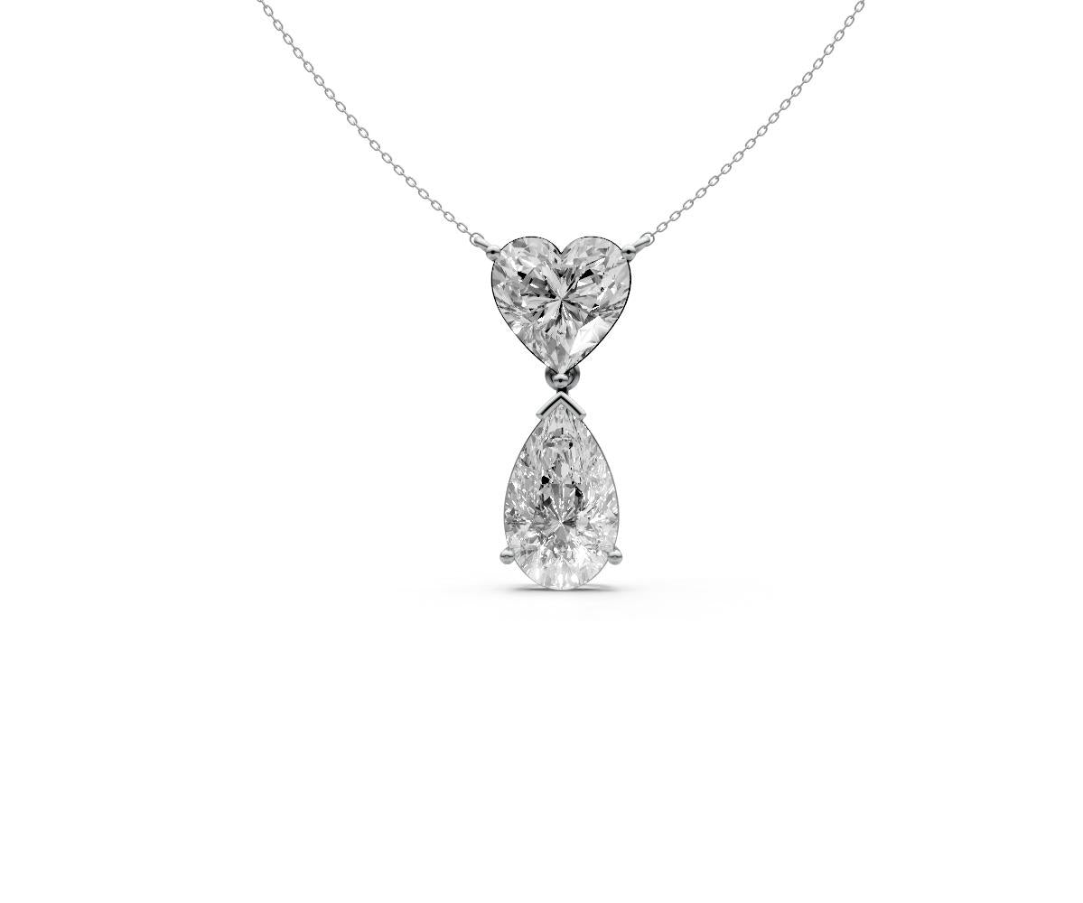 5ct Heart & Pear Two-Stone Diamond Pendant - Laboratory Grown Diamond
