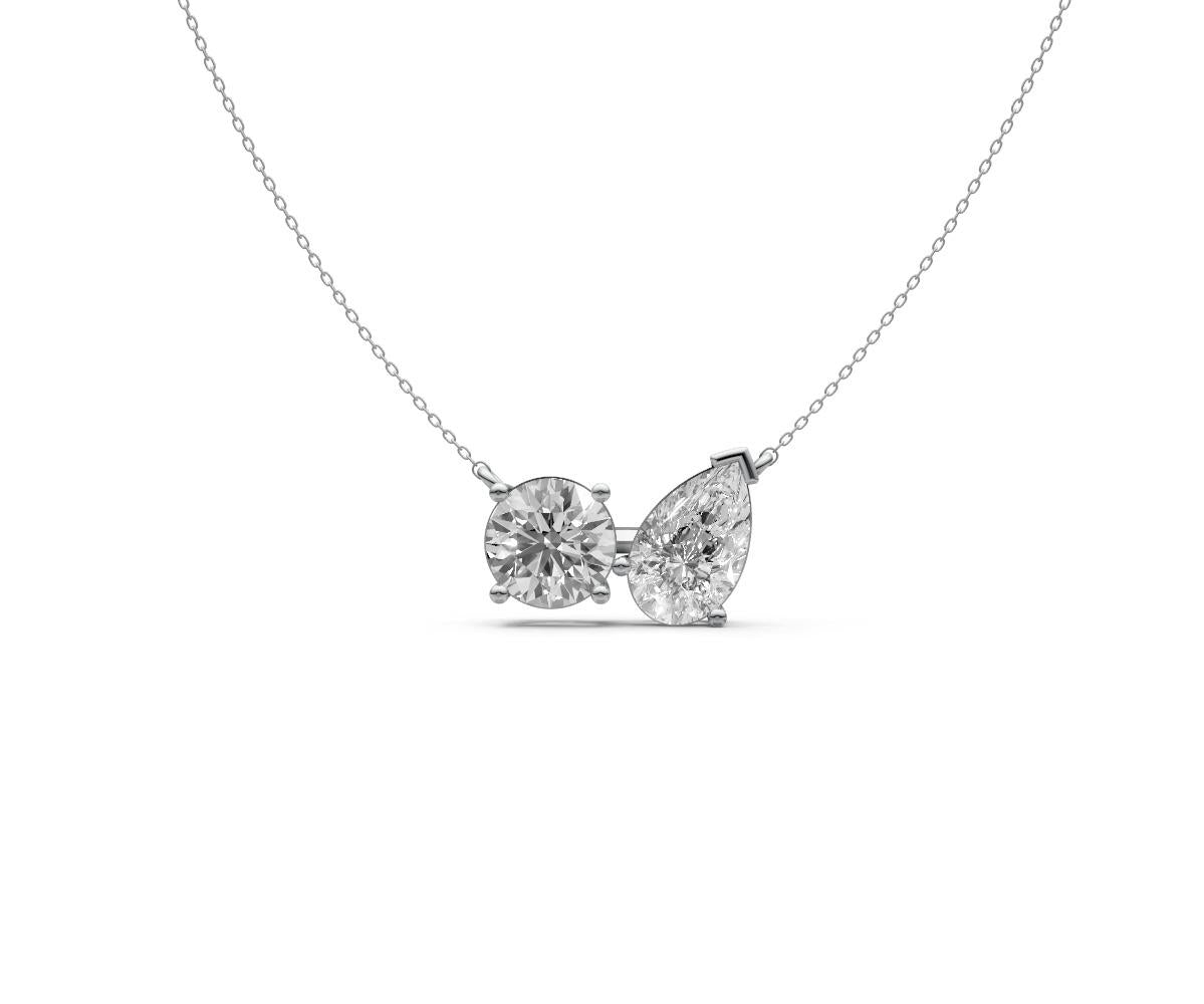 2ct Round & Pear Two-Stone Diamond Pendant - Laboratory Grown Diamond