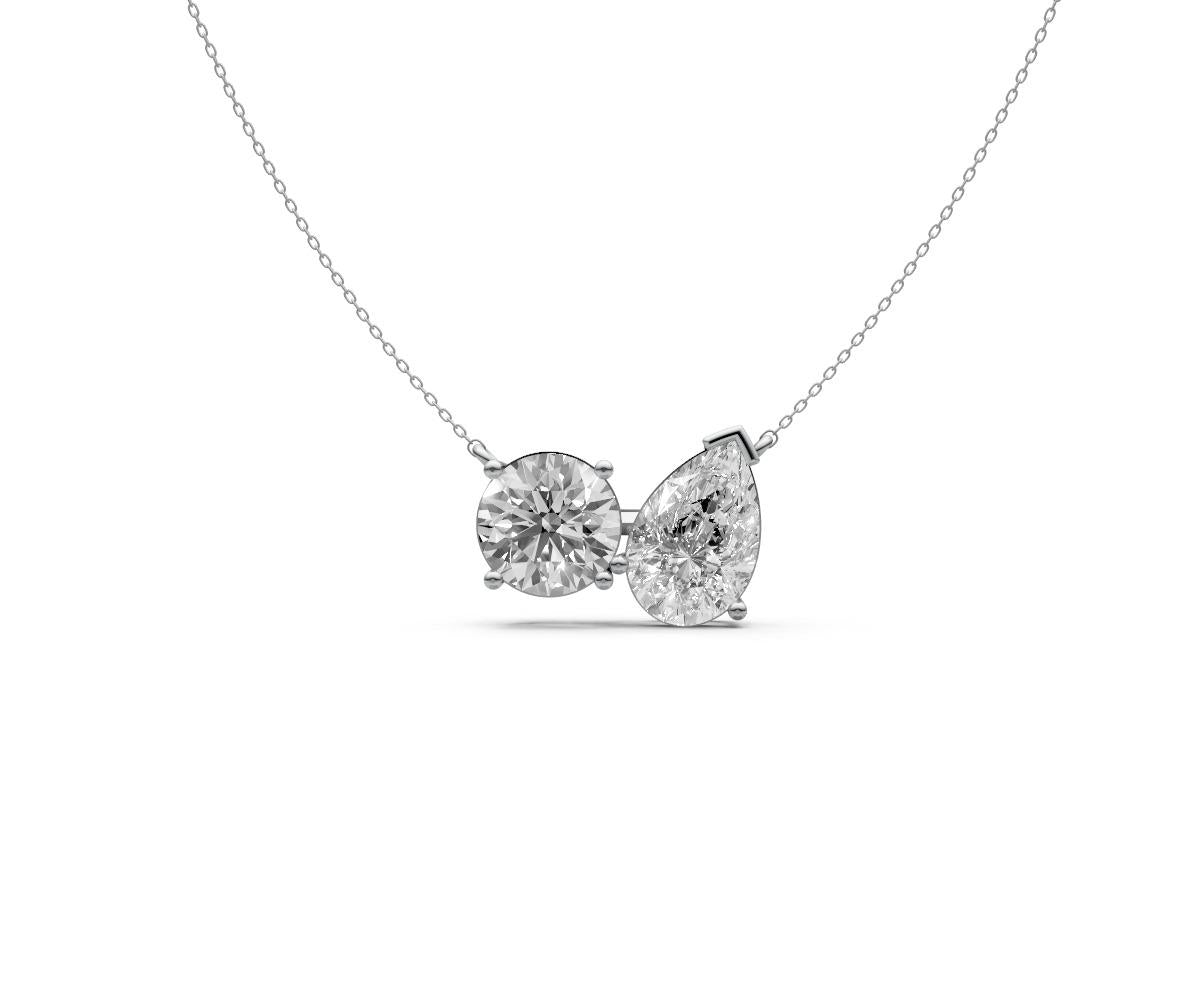 3ct Round & Pear Two-Stone Diamond Pendant - Laboratory Grown Diamond