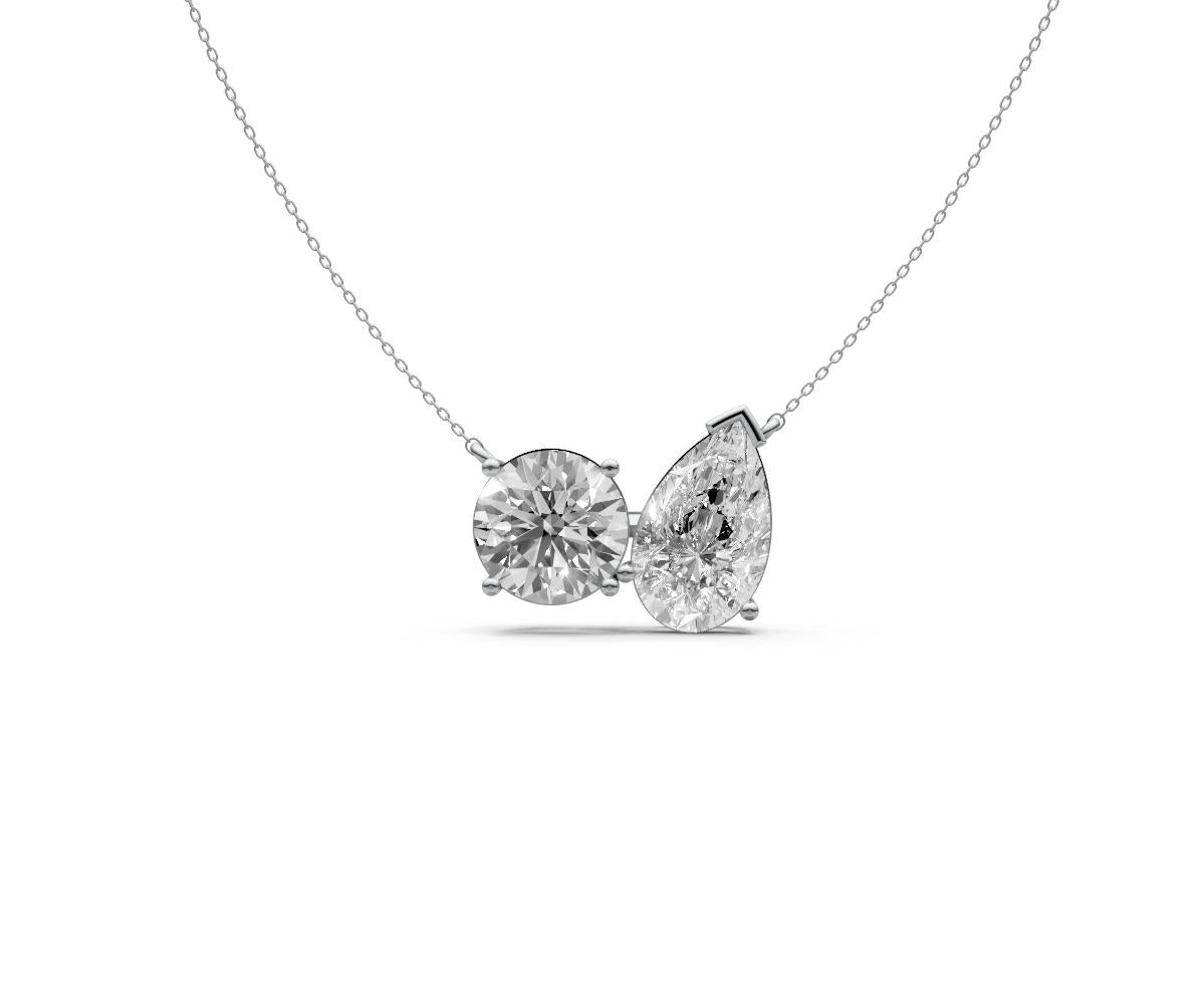 4ct Round & Pear Two-Stone Diamond Pendant - Laboratory Grown Diamond