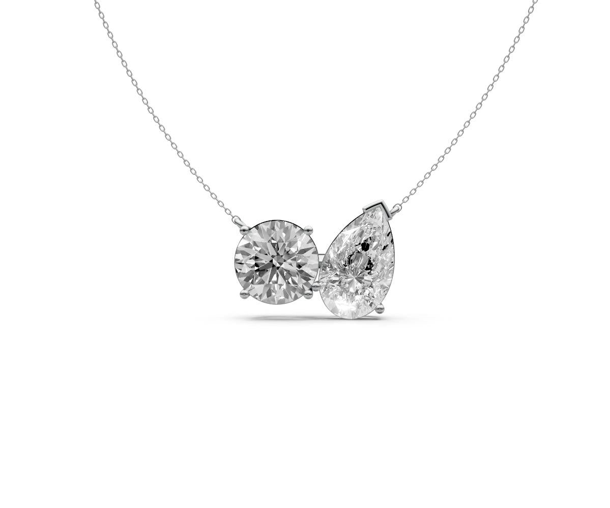 5ct Round & Pear Two-Stone Diamond Pendant - Laboratory Grown Diamond