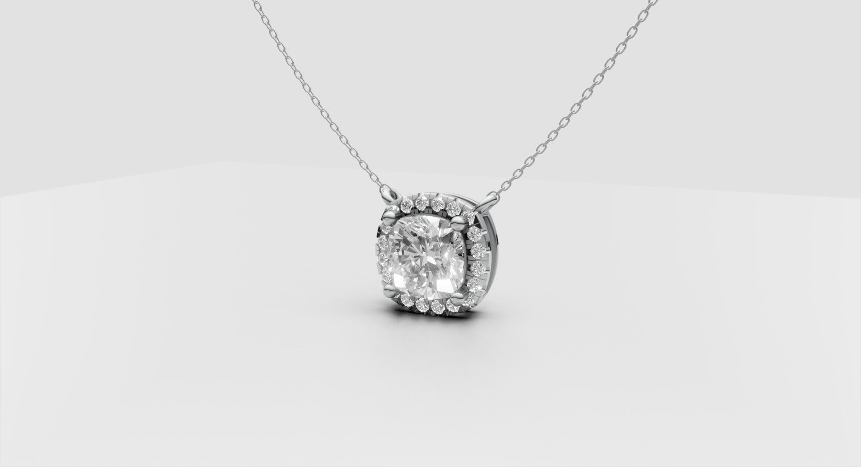 3.14ct Cushion & Round Two-Stone Diamond Pendant - Laboratory Grown Diamond