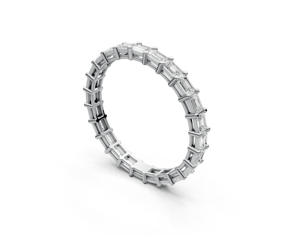 0.05ct Horizontal Emerald Eternity Ring