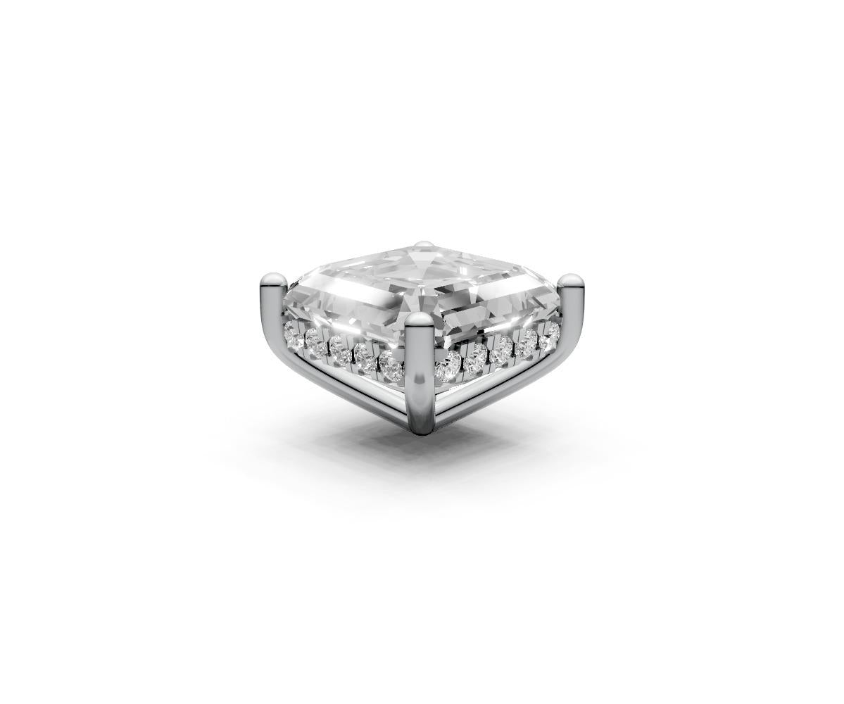 Asscher 3ct Centre Setting with Hidden Halo