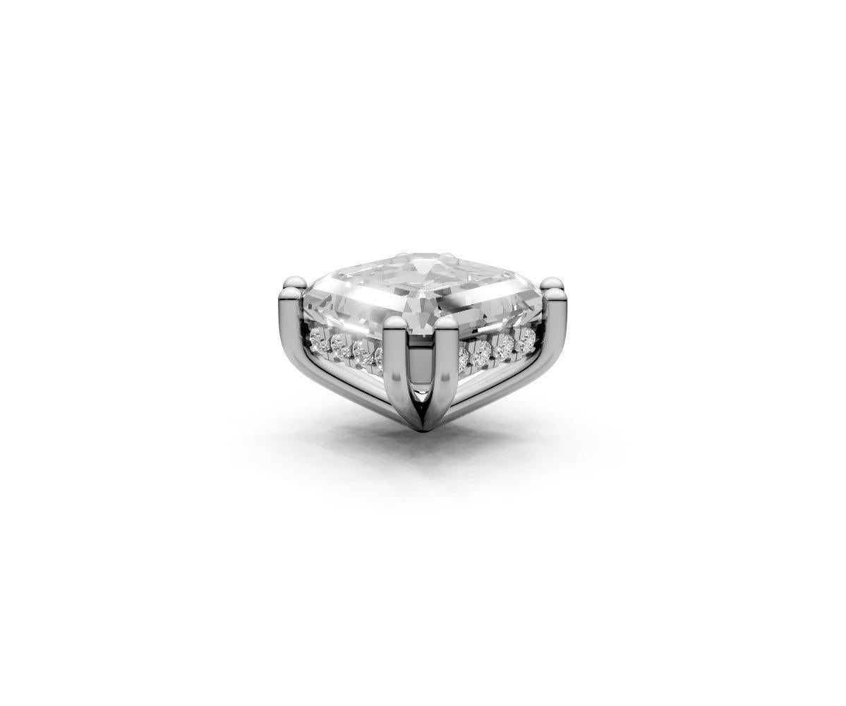 Asscher 3ct Centre Setting with Hidden Halo