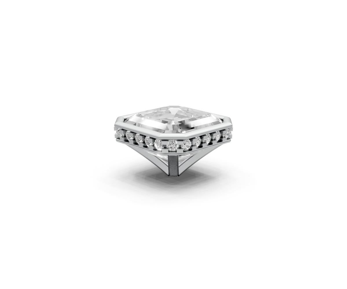 Asscher 3ct Centre Setting with Hidden Halo