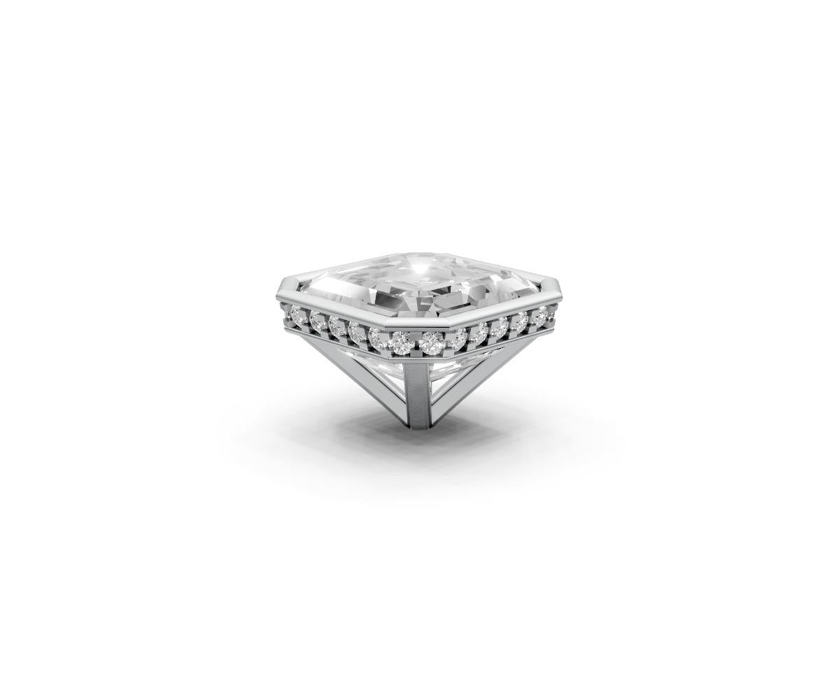 Asscher 4ct Centre Setting with Hidden Halo