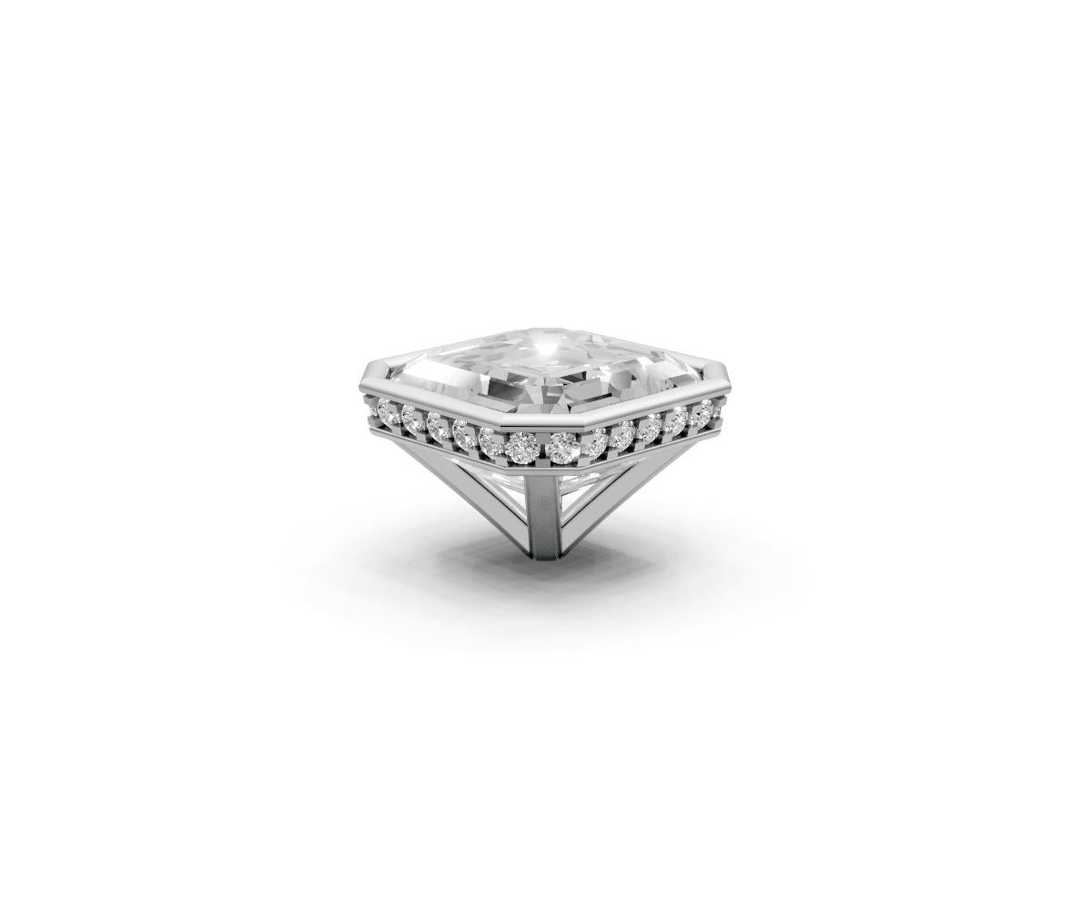 Asscher 5ct Centre Setting with Hidden Halo
