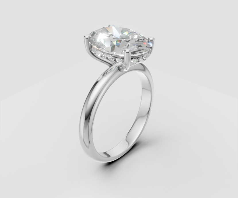 4ct Oval Solitaire with Hidden Halo - Laboratory Grown Diamond (Design #3)