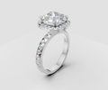 3ct Cushion Solitaire with Halo and Half Pave Band - Laboratory Grown Diamond