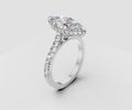 3ct Marquise Solitaire with Hidden Halo and Half Pave Band - Laboratory Grown Diamond