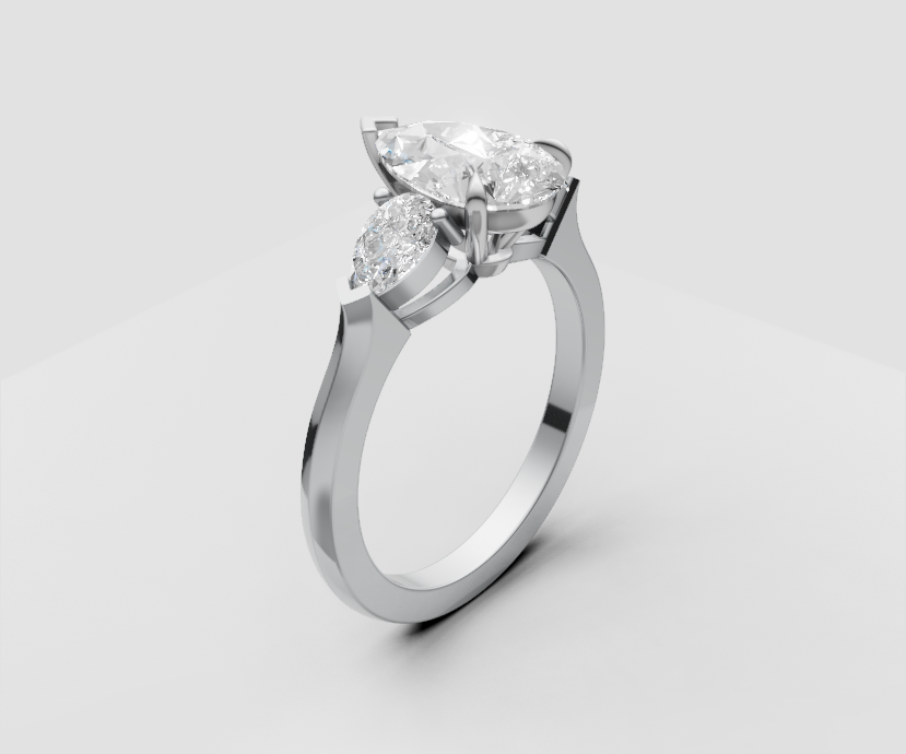 2ct Pear Solitaire with With Side Stones - Laboratory Grown Diamond
