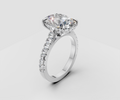 3ct Oval Solitaire with Hidden Halo and Half Pave Band - Laboratory Grown Diamond