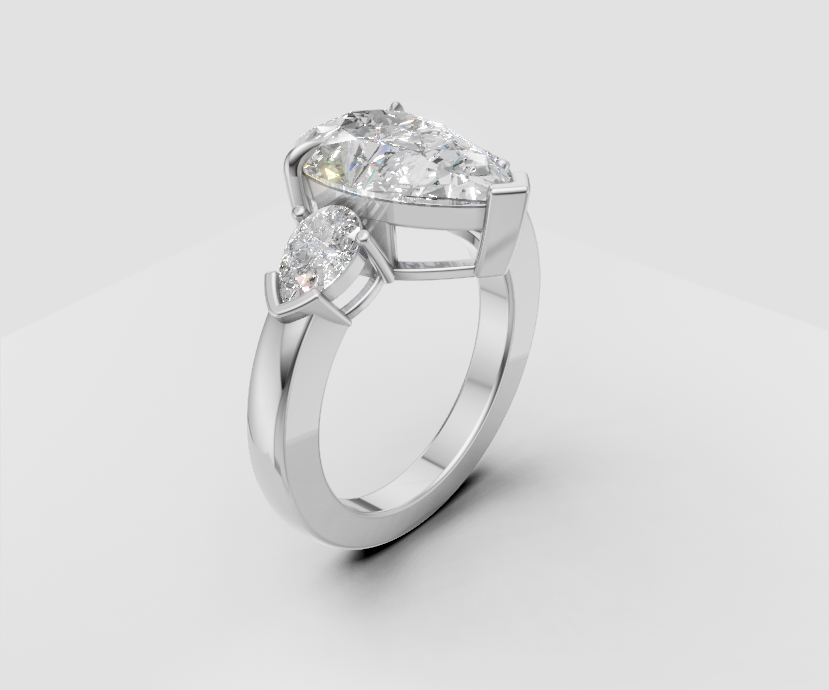 5ct Pear Solitaire with With Side Stones - Laboratory Grown Diamond