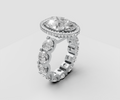 5.5ct Oval Solitaire with Hidden Halo and Full Pave Band - Laboratory Grown Diamond (Design #13)