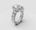 5.5ct Oval Solitaire with Hidden Halo and Full Pave Band - Laboratory Grown Diamond (Design #17)