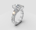 5ct Emerald Solitaire and Full Pave Band - Laboratory Grown Diamond