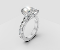 5.5ct Oval Solitaire with Hidden Halo and Half Pave Band - Laboratory Grown Diamond
