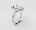 5ct Pear Solitaire with Hidden Halo and Full Pave Band - Laboratory Grown Diamond