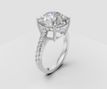 5.5ct Round Solitaire with Hidden Halo and Half Pave Band - Laboratory Grown Diamond