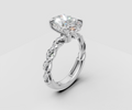 3ct Oval Solitaire and Half Pave Band - Laboratory Grown Diamond