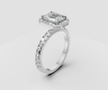 1.5ct Radiant Solitaire with Halo and Half Pave Band - Laboratory Grown Diamond