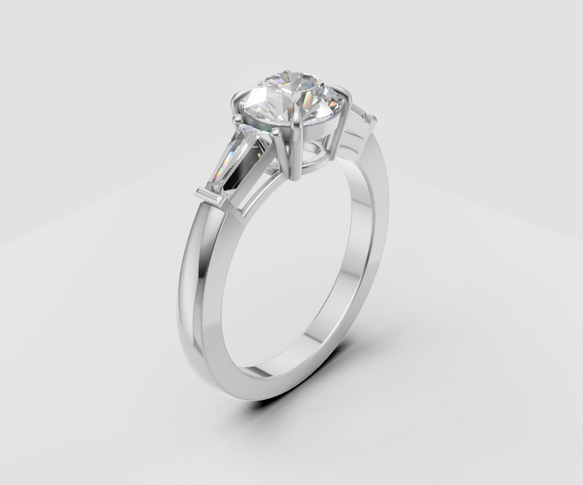 1ct Round Solitaire with Side Stones - Laboratory Grown Diamond