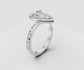 1.5ct Pear Solitaire with Halo and Half Pave Band - Laboratory Grown Diamond