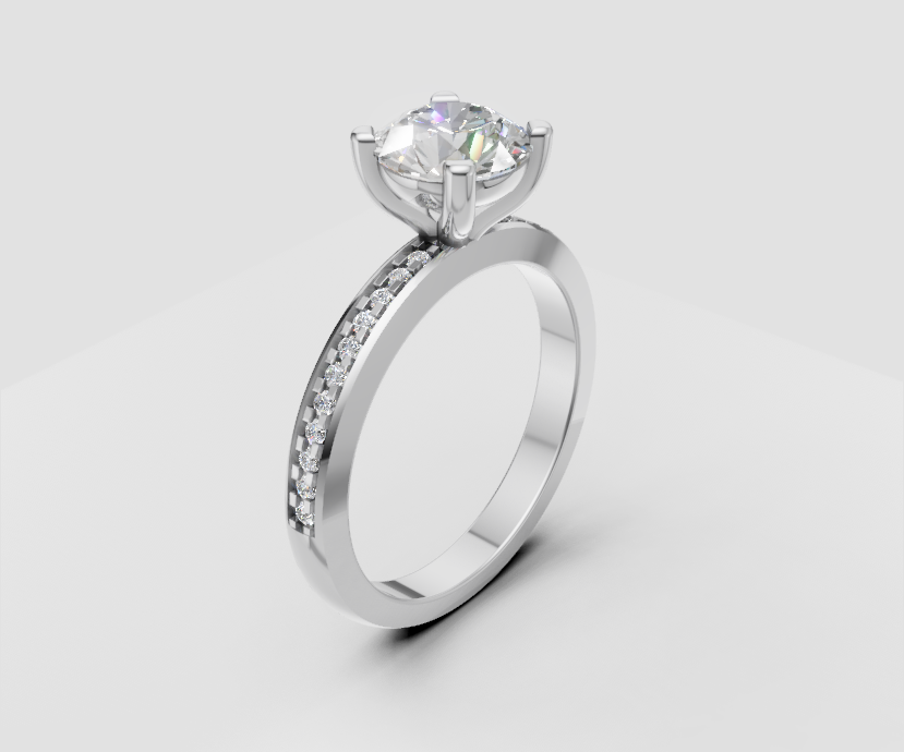 1.2ct Round Solitaire and Half Pave Band - Laboratory Grown Diamond