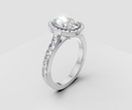 1.5ct Oval Solitaire with Halo and Half Pave Band - Laboratory Grown Diamond