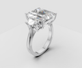 6ct Emerald Solitaire with Side Stones - Laboratory Grown Diamond